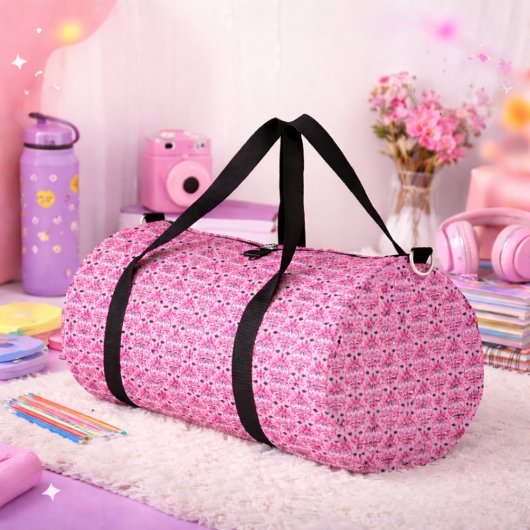 Rosa ornamentales Damastmuster Duffle Bag