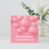 Rosa Ornamente frohe Weihnachten und glückliches n (Stehend Vorderseite)