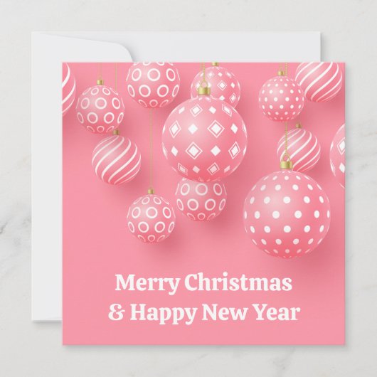 Rosa Ornamente frohe Weihnachten und glückliches n (Vorderseite)