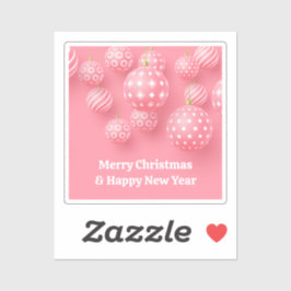 Rosa Ornamente frohe Weihnachten und glückliches n Aufkleber