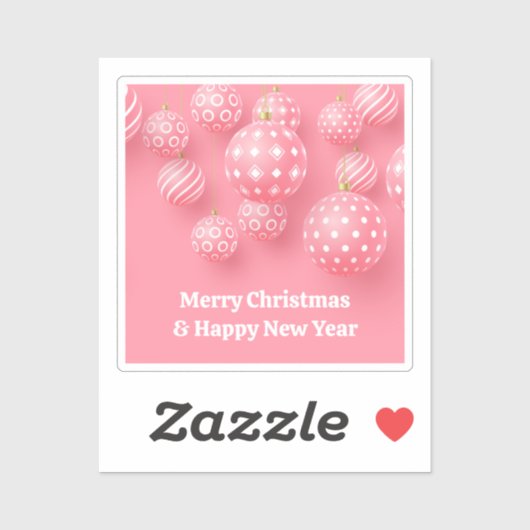 Rosa Ornamente frohe Weihnachten und glückliches n Aufkleber (Blatt)