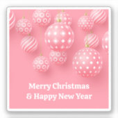 Rosa Ornamente frohe Weihnachten und glückliches n Aufkleber (Vorderseite)