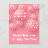 Rosa Ornamente frohe Weihnachten und glückliches n Postkarte (Vorderseite)