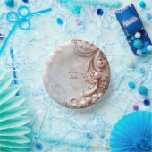 Rosa Ornamente Perle und Floral Pappteller (Party)