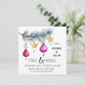 Rosa Ornamente und Goldstars mit Tremor-Party Einladung (Stehend Vorderseite)