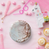 Rosa Ornamentierte Perle und Floral Pappteller (Party)