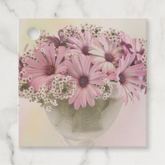 Rosa Osteospernum Geschenkanhänger (Vorderseite)