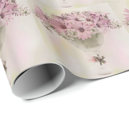 Rosa Osteospernum Geschenkpapier (Rolleneckpunkt)