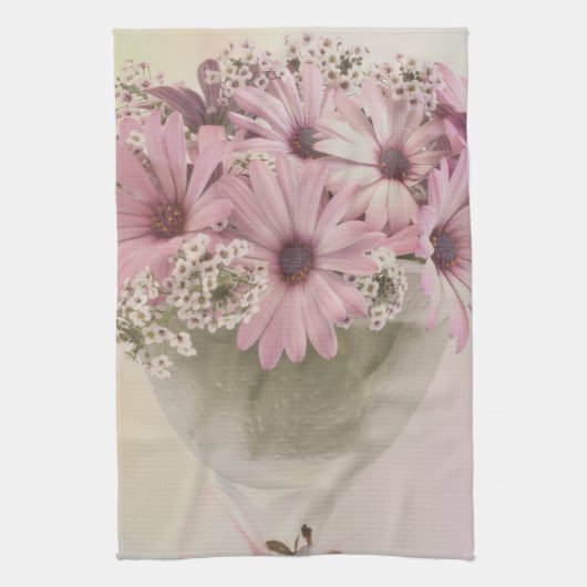 Rosa Osteospernum Geschirrtuch (Vertikal)