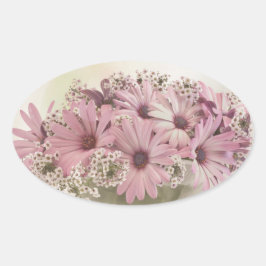 Rosa Osteospernum Ovaler Aufkleber