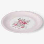 Rosa Osterbrunch Eizelle Jagd Familienname Pappteller (Schrägansicht)