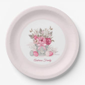 Rosa Osterbrunch Eizelle Jagd Familienname Pappteller (Vorderseite)