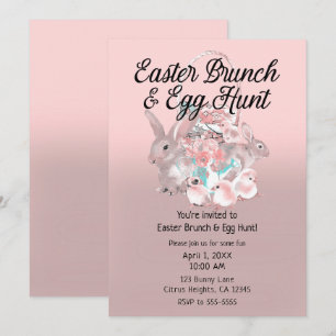 Rosa Osterbrunch & Ostereierjagd Frühjahrsfeier Einladung