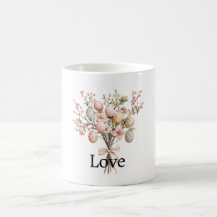 Rosa Ostereier Blumenstrauß Kaffeetasse