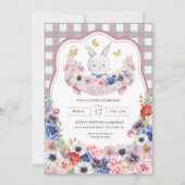 Rosa Ostereier Jagd Bunny Spring Blumen Einladung (Vorderseite)