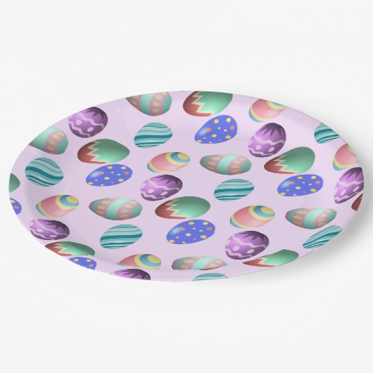 Rosa Ostereier Ostereier Party Ei Jung Pastell Nie Pappteller (Schrägansicht)