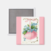 Rosa Ostereier und Blume Magnet (Vorderseite/Rückseite)