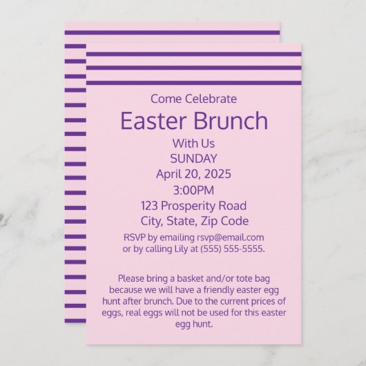 Rosa Osterfeiertag mit klassischem Strip Einladung (Vorne/Hinten)