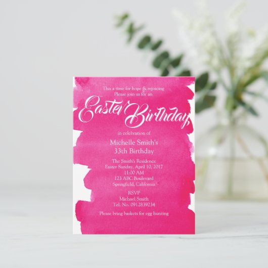 Rosa Ostergeburt Einladung (Stehend Vorderseite)