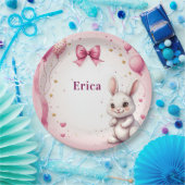 Rosa Osterhase-Geburtstagsballon 🐰 Pappteller (Party)