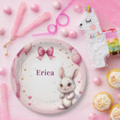Rosa Osterhase-Geburtstagsballon 🐰 Pappteller (Party)