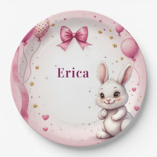 Rosa Osterhase-Geburtstagsballon 🐰 Pappteller