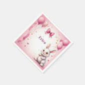 Rosa Osterhase-Geburtstagsballon 🐰 Serviette (Ecke)