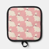 Rosa Osterhase über Schürze Topflappen (Vorderseite)