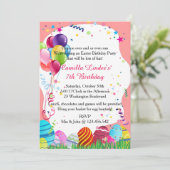 Rosa Ostersonntag Geburtstagsparty lädt ein Einladung (Stehend Vorderseite)