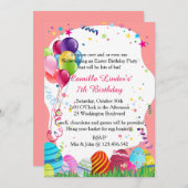 Rosa Ostersonntag Geburtstagsparty lädt ein Einladung (Vorne/Hinten)