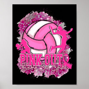 Rosa Out Bump Set Spike Volleybll Brustkrebs A Poster