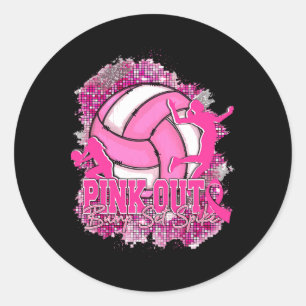 Rosa Out Bump Set Spike Volleybll Brustkrebs A Runder Aufkleber