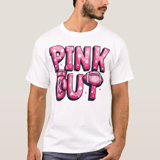 Rosa Out Football Brustkrebs Monat T-Shirt