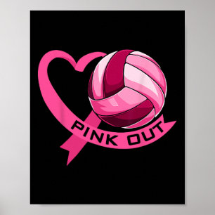 Rosa-out-Rosa Brustkrebs Schleife Herz und Band Poster