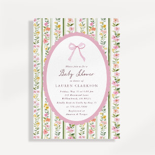 Rosa ovaler Rahmen Florale Babyparty-Einladung Einladung