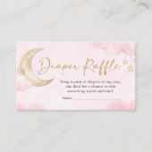 Rosa Over the Moon Baby Shower Windel-Raffle Begleitkarte (Vorderseite)