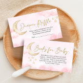 Rosa Over the Moon Baby Shower Windel-Raffle Begleitkarte