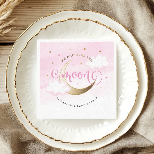 Rosa Over the Moon Papier Servietten