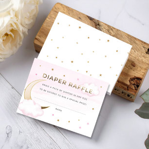Rosa Over the Moon Windel-Raffle-Einlegekarte Begleitkarte