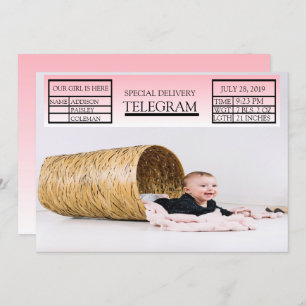 Rosa Overlay für die Geburtshilfeverkündung eines  Einladung