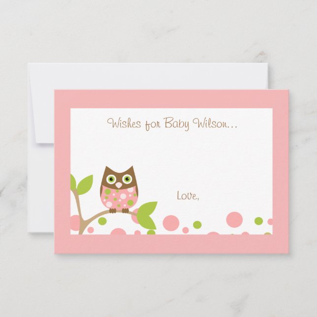 Rosa Owl Baby Dusche Einladung (Vorderseite)