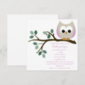 Rosa Owl Baby Dusche Einladung (Vorne/Hinten)