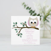 Rosa Owl Baby Dusche Einladung (Stehend Vorderseite)