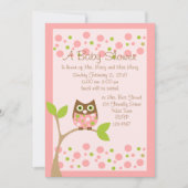 Rosa Owl Baby Dusche Einladung (Vorderseite)