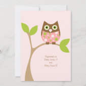 Rosa Owl Baby Dusche Einladung (Rückseite)