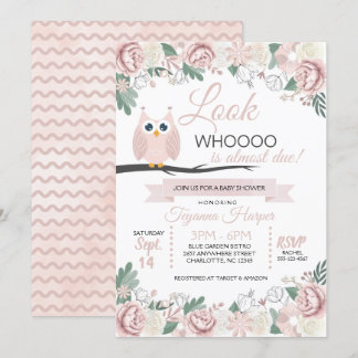 Rosa Owl Blumendusche Einladung