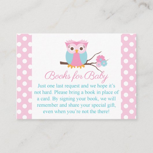 Rosa Owl Book Request Card Owl Book Insert (Vorderseite)