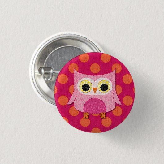 Rosa Owl Button-Button Button (Vorne & Hinten)