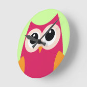 Rosa Owl Clock Runde Wanduhr (Winkel)