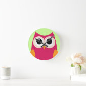 Rosa Owl Clock Runde Wanduhr (Zuhause)